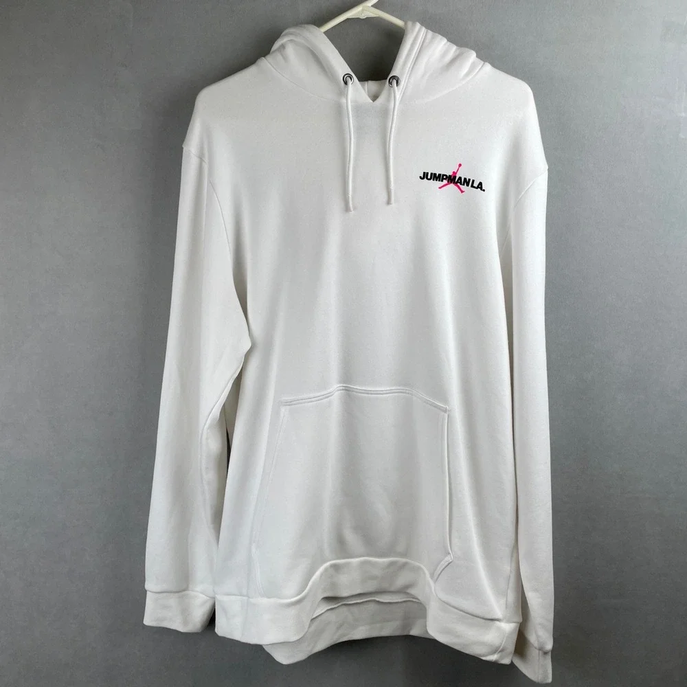 Jordan Jumpman LA Flights Over Los Angeles Hoodie White Pink Rare Streetwear XL